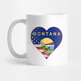 State of Montana Flag and American Flag Fusion Design Mug